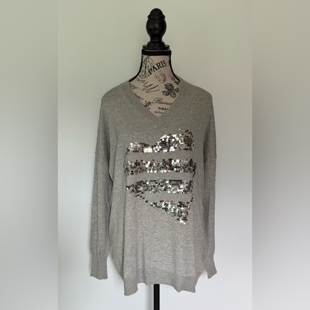 Heart in Silver Sequins Sweater